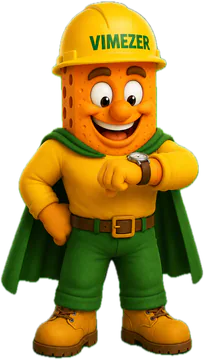 Vimezito, mascote da Vimezer, conferindo o relógio